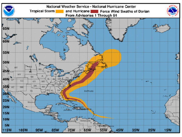 Hurricane Dorian NOAA Map