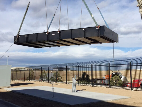 Generator Fuel Tank Lowered by Crane