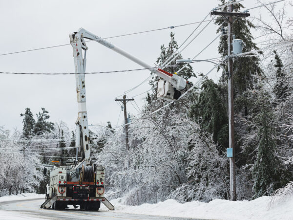 Winter Ice Storm on Powerlines