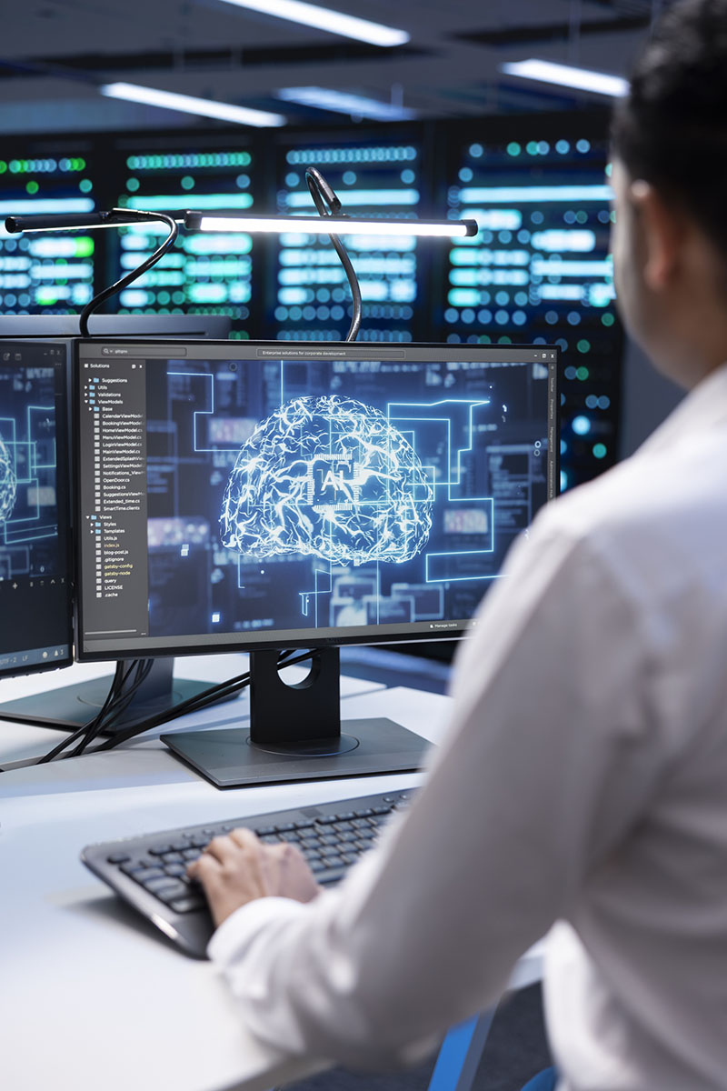 System administrator working in data center