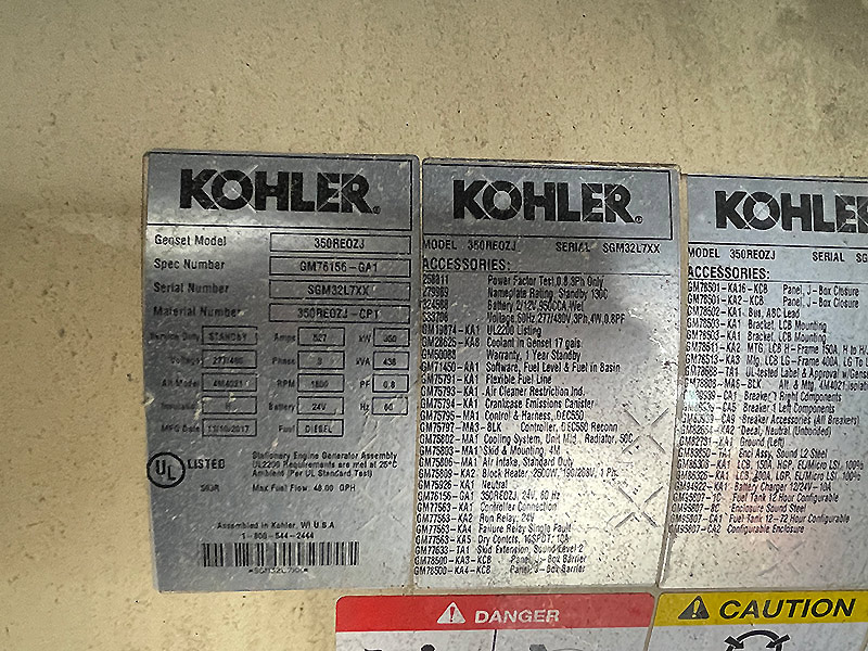 Kohler 350 kW REOZJ Kohler 350 kW REOZJ