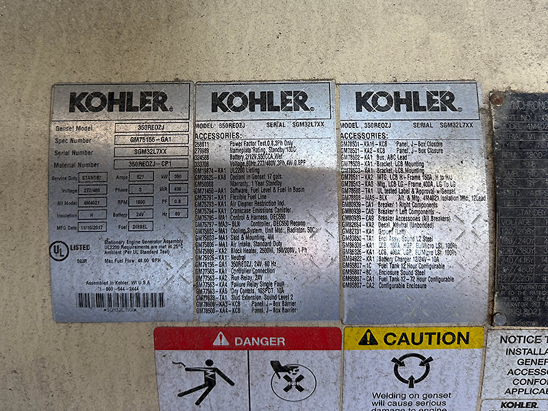 Kohler 350 kW REOZJ Kohler 350 kW REOZJ