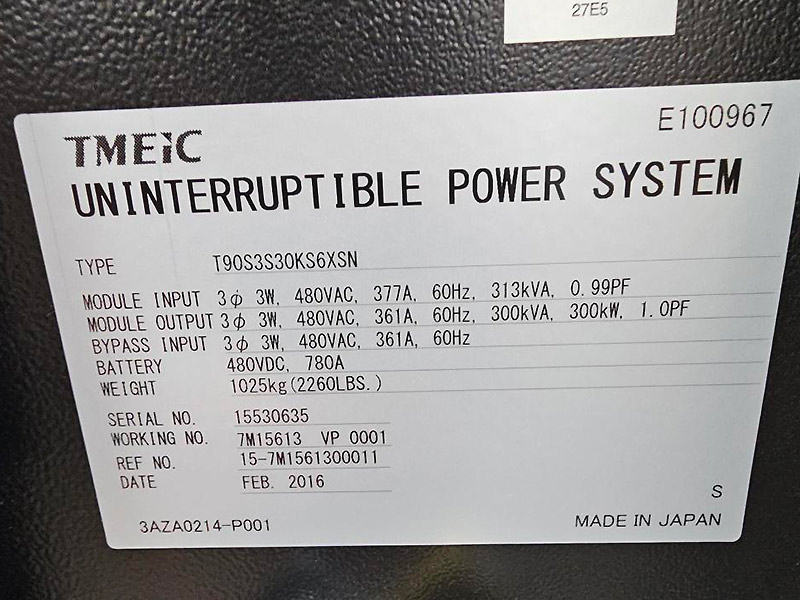 Toshiba G9000 Series 300 kVA Toshiba G9000 Series 300 kVA
