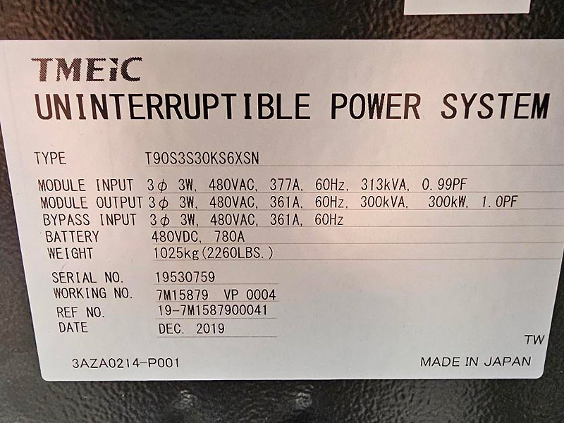 Toshiba G9000 Series 300 kVA Toshiba G9000 Series 300 kVA