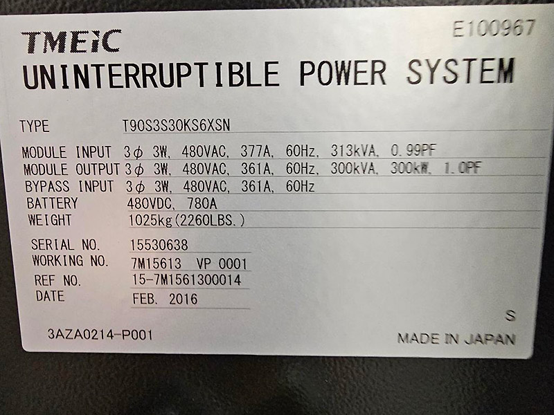 Toshiba G9000 Series 300 kVA Toshiba G9000 Series 300 kVA