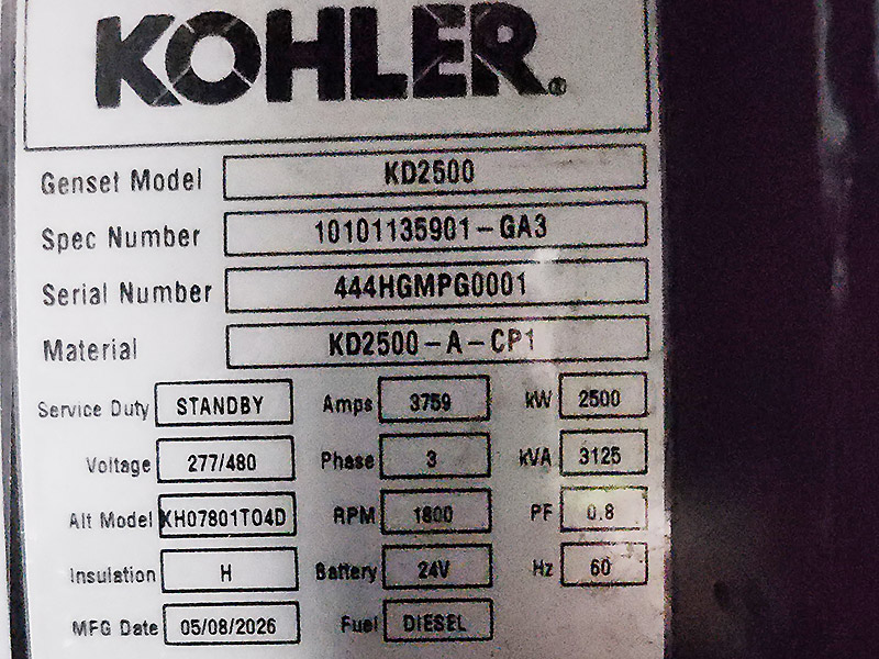 Rehlko 2500 kW KD2500 Rehlko 2500 kW KD2500