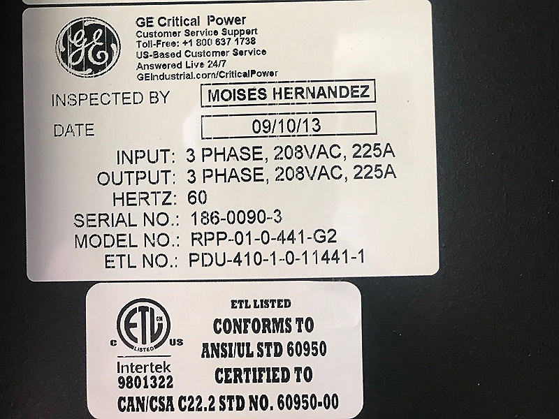 GE Zenith Critical Power RDU 225A