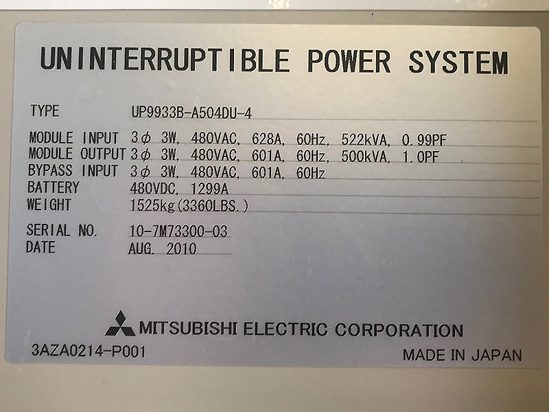 Mitsubishi 9900B 500 kVA