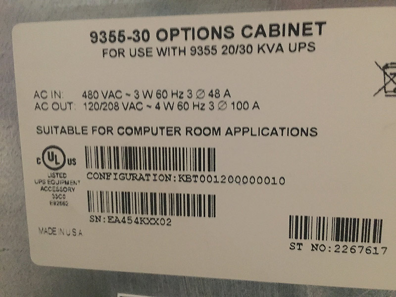 Eaton Powerware 9355 Options Cabinet