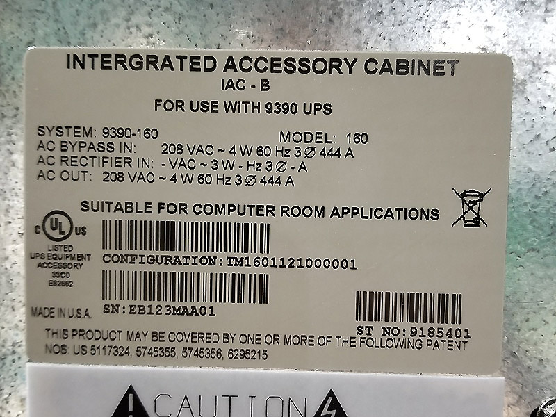 Eaton 9390 Integrated Accessory Cabinet 160 kVA