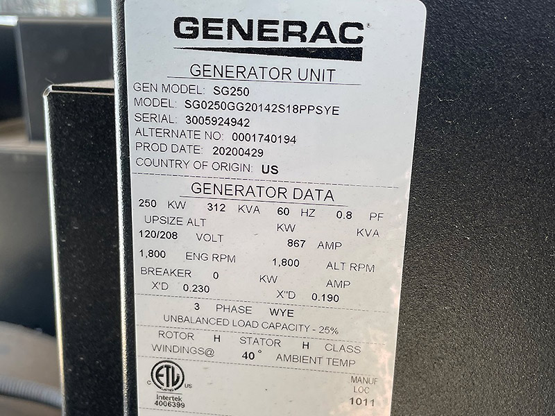 Generac 250 kW SG250