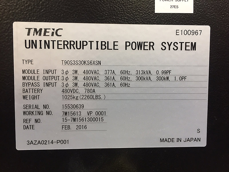 Toshiba G9000 Series 300 kVA