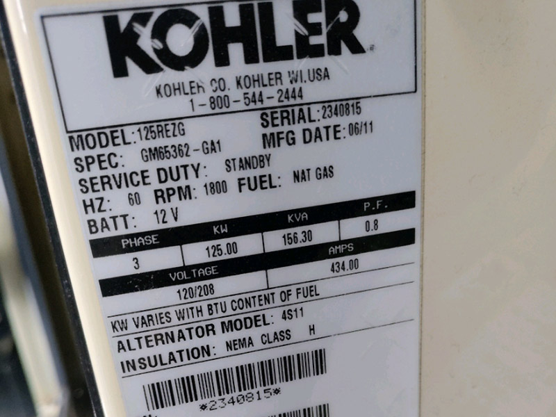 Kohler 125 kW 125REZG