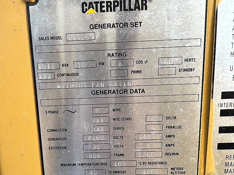 Caterpillar 810 kW G3516