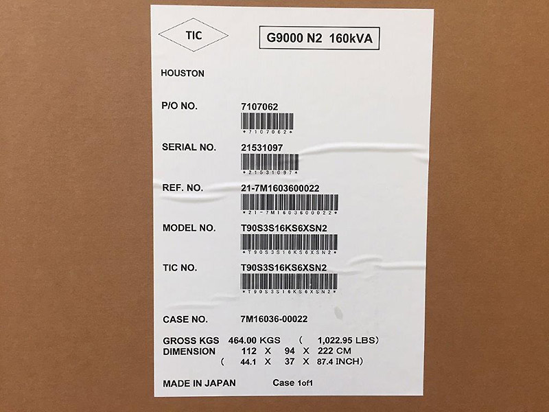Toshiba G9000 Series 160 kVA