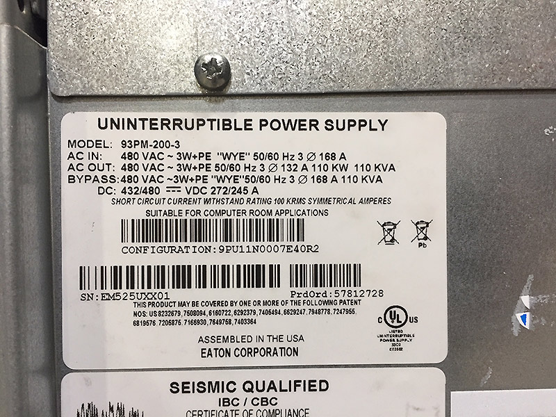 Eaton 93PM 110 kVA UPS