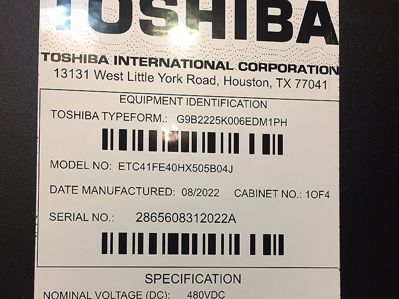 Toshiba G9000 Battery Cabinet