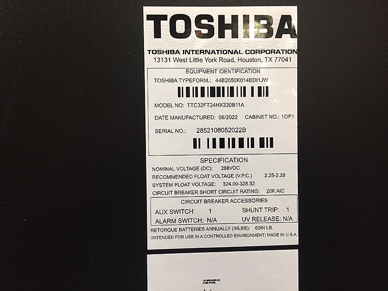 Toshiba Battery Cabinet