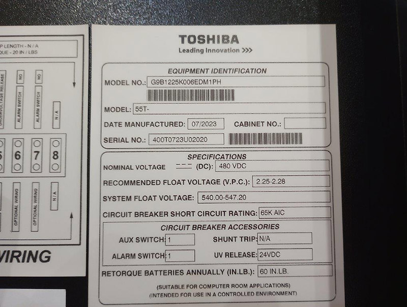 Toshiba G9000 Battery Cabinet Toshiba G9000 Battery Cabinet
