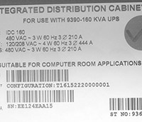 Eaton Powerware 9390 Maintenance Bypass 160 kVA 9