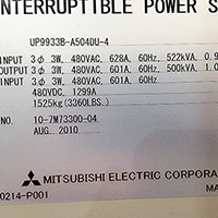 Used Mitsubishi 9900 500 kVA UPS System (#6137)