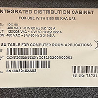 Eaton 9390 Distribution Cabinet IDC 80 4
